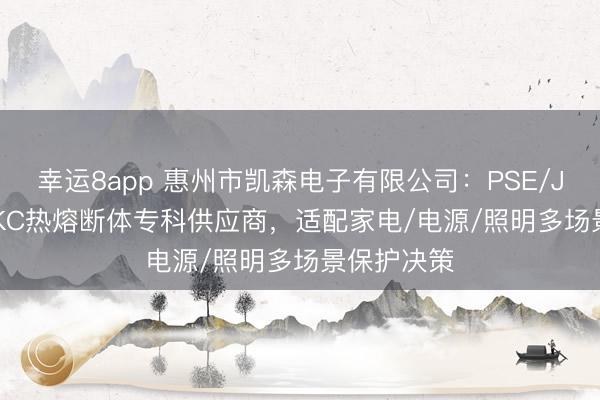 幸运8app 惠州市凯森电子有限公司：PSE/JET/VDE/KC热熔断体专科供应商，适配家电/电源/照明多场景保护决策